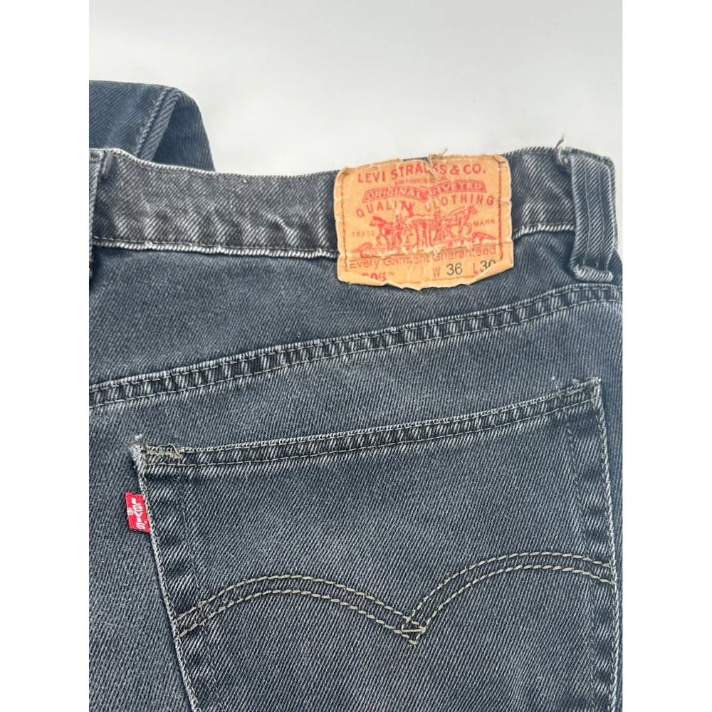 Levi's 505 Jeans Mens 36x30 Black Solid Regular Fit Vintage 2000s